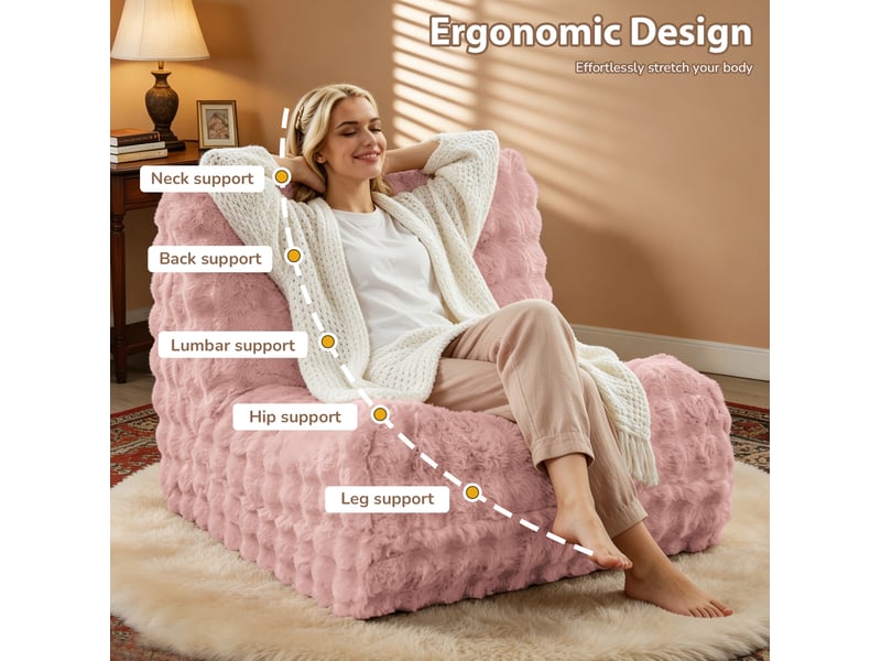  Fauteuil poire rose 85 x 100 x 78 cm avec dossier, assise de sol en flanelle  - Conforama E