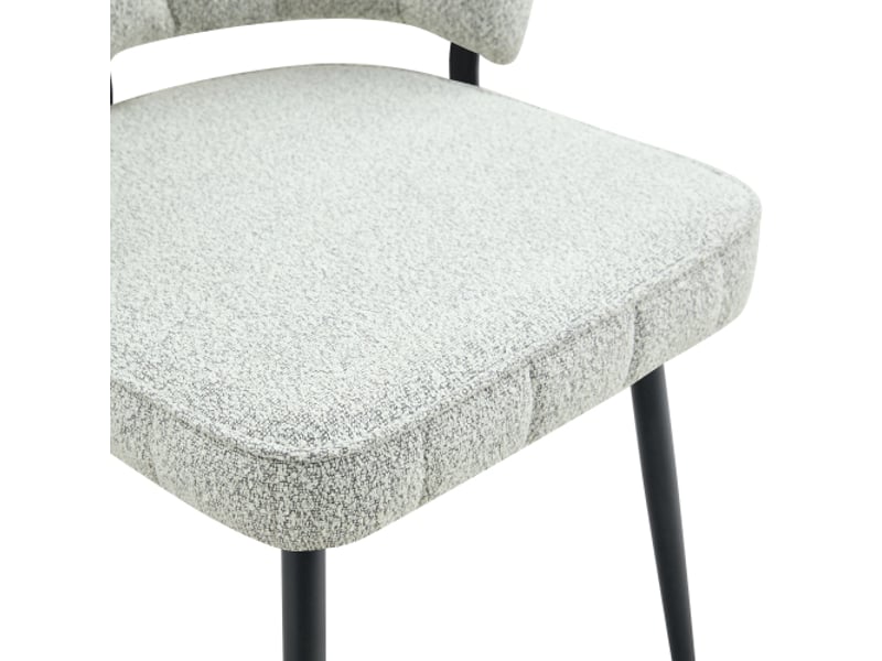 Ensemble de 2 chaises de salle à manger européennes – dossier floral, velours gris clair, pieds noirs, 80 cm - Conforama E