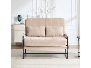 Canapé convertible 2 places - 104x85x92cm - banquette lit pliable dossier réglable tissu chenille et métal - rose