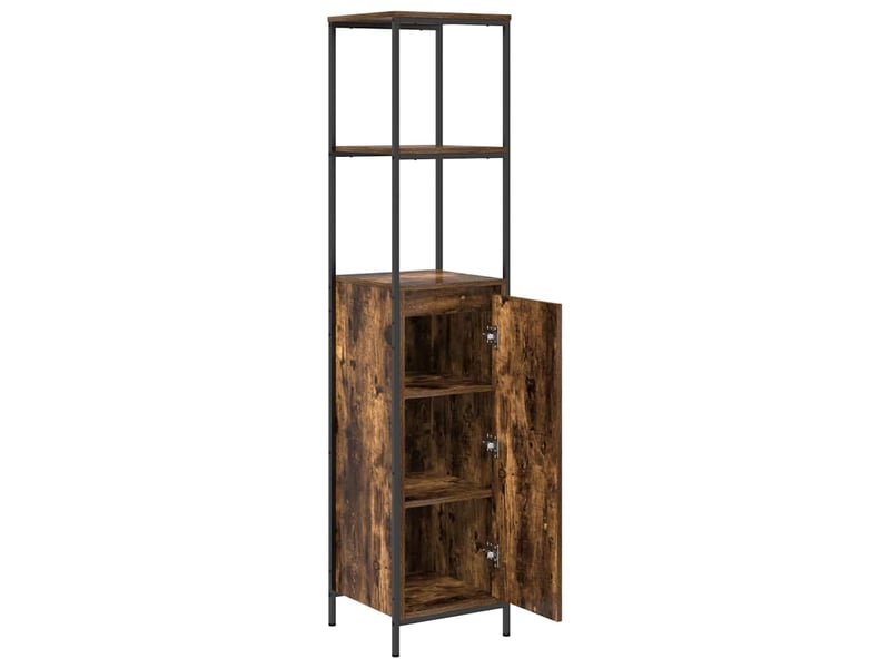 Meuble de salle de bain avec étagères chêne fumé 36x35x165 cm - Conforama E