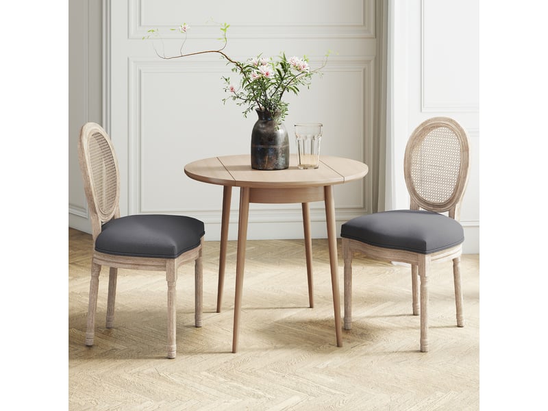  Lot de 2 chaises de salle à manger - chaise de salon médaillon style louis xvi - bois massif sculpté, patiné  - Conforama D