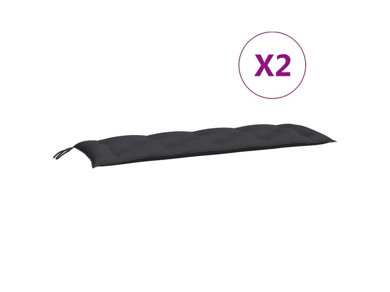  Lot de 2 coussins de banc jardin, coussins d'assise noir 150x50x7 cm tissu oxford cf58732  - Conforama E