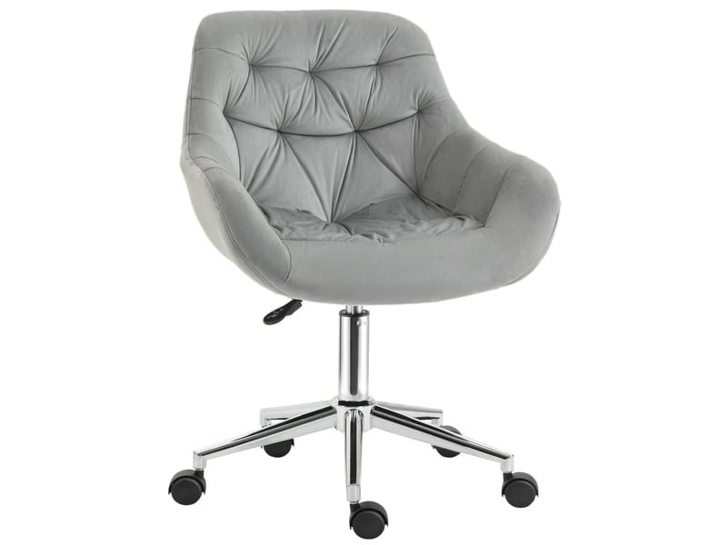  Fauteuil de bureau pivotant ergonomique à hauteur réglable et roulettes, revêtement en velours, 59 x 58 x 80-90 cm, gris  - Conforama B