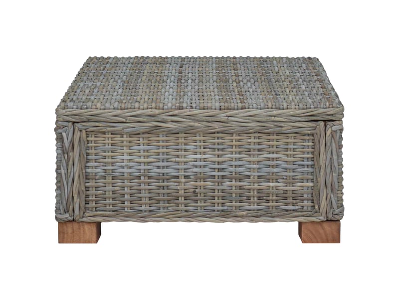  Table basse - table de salon - table à thé gendt rotin naturel gris kubu 67 x 60 x 30 cm  - Conforama D