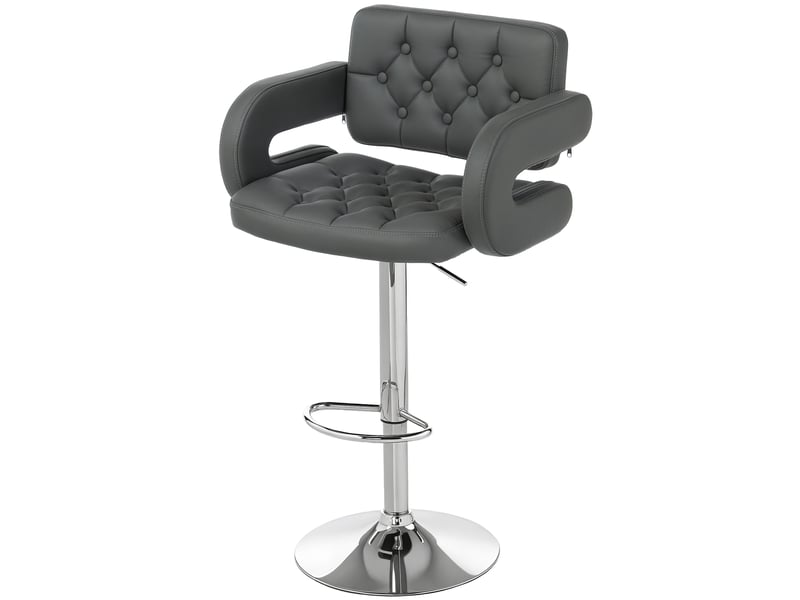  Tabouret de bar réglable, siège pivotant extra large en cuir pu gris  - Conforama B