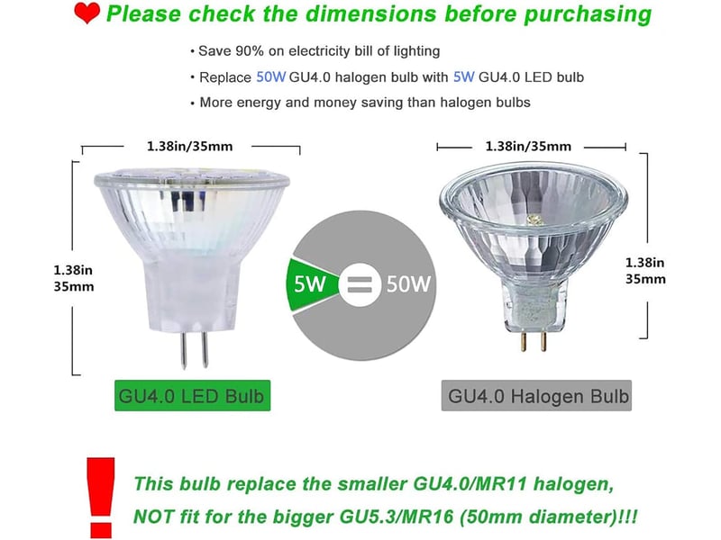  10 ampoules mr11 gu4 4w 6000k 12v 500lm  - Conforama B