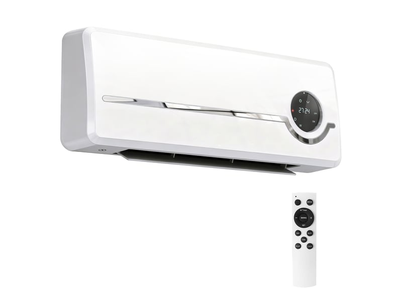 Radiateur soufflant mural, radiateur céramique mural de 2000 w avec ventilateur, télécommande, 2 modes de chauffage, affichage led - Conforama B