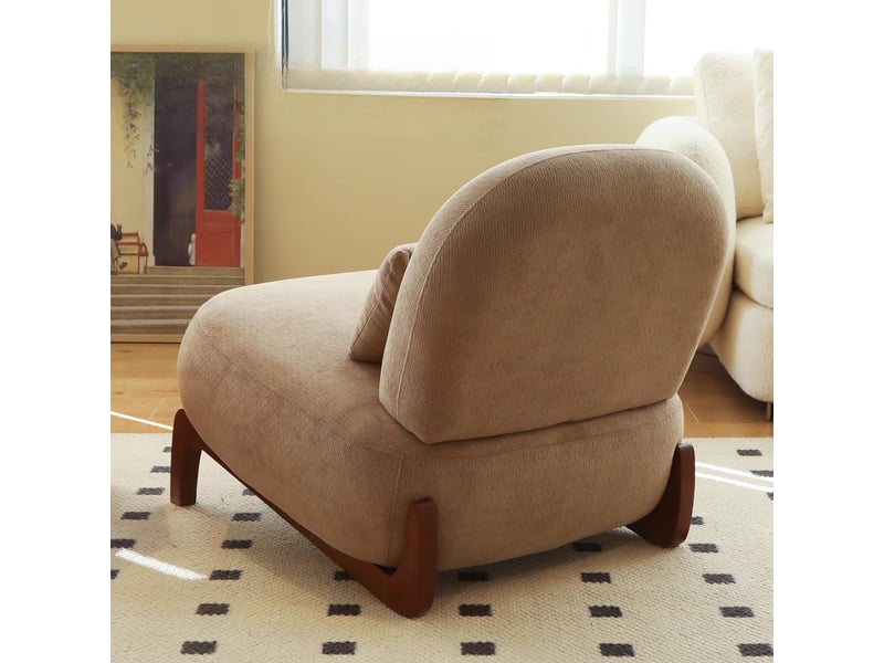  Fauteuil de lecture sans accoudoirs en tissu, pieds en bois massif  - Conforama C