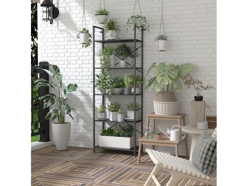  Étagère de bibliothèque avec 5 étagères, regalet industriel avec cadre métallique, rayonnage ouvert pour salon, bureau et chambre de travail, 60x30x170,5 cm, noir  - Conforama C