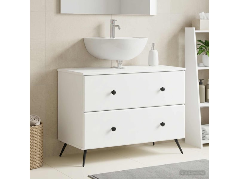 Meuble sous lavabo de salle de bain breda blanc 82 x 41 x 59 cm cf64830 - Conforama B