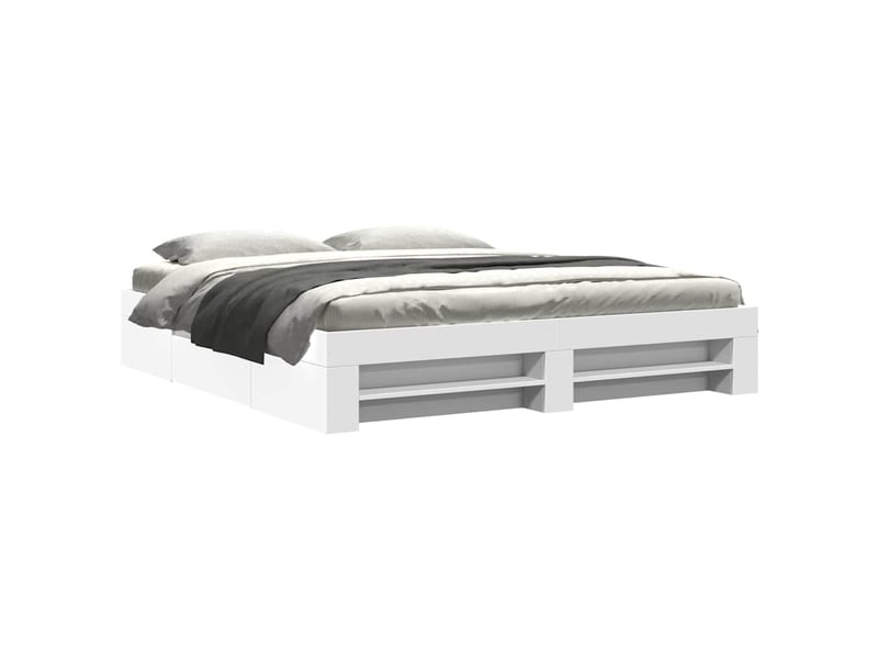 Lit double- lit adulte - cadre de lit sans matelas blanc 200x200 cm bois d'ingénierie - Conforama A