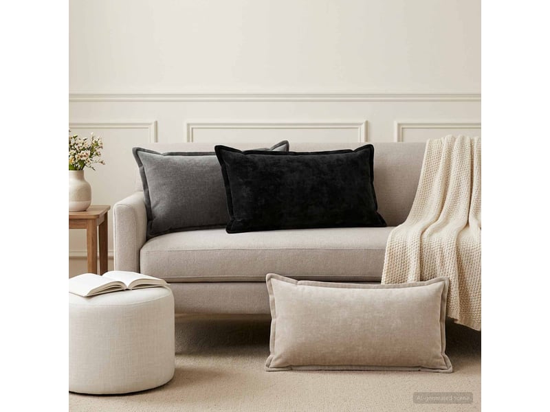  Lot de 2 housses de coussin houten anthracite 40 x 70 cm cf49270  - Conforama B