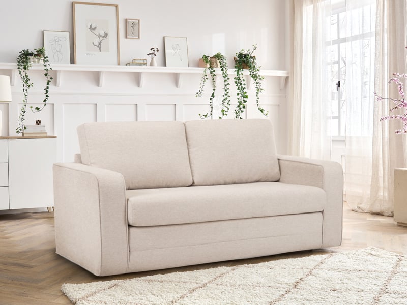  Bobochic canapé droit convertible déplimousse come tissu chiné beige COME - Conforama B