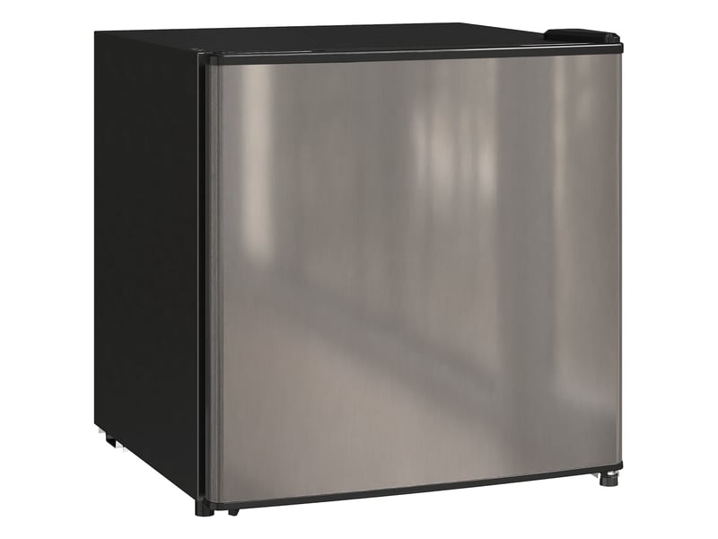  Petit réfrigérateur compact avec congélateur 46l, acier argenté et mini frigo porte réversible, thermostat réglable pour chambre et bureau  - Conforama A