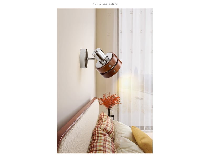  Applique murale française couleur noyer corps de lampe en fer forgé + abat  jour en bois massif  - Conforama E