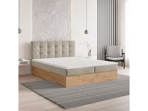 Lit avec rangement 160x200 cm <strong>MASSENO</strong>  <strong></strong> coloris beige