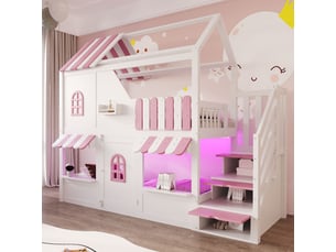 Lit mezzanine 90x200 cm <strong></strong> <strong></strong> coloris rose