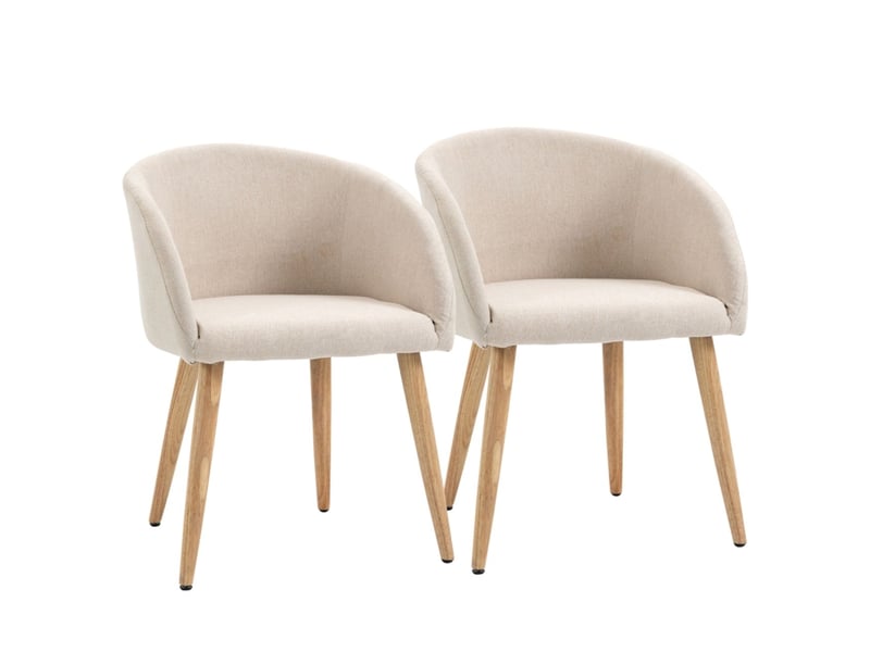  Lot de chaises 2 pièces assise rembourrée design scandinave pieds en bois patins antidérapants charge maximale 150 kg beige  - Conforama A