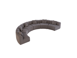 Canapé modulable courbé 444.5x222 cm 6 places avec 2 coussins gris