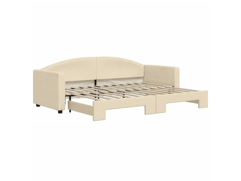 Lit simple- lit adulte - lit de jour avec gigogne sans matelas crème 80x200 cm - Conforama A