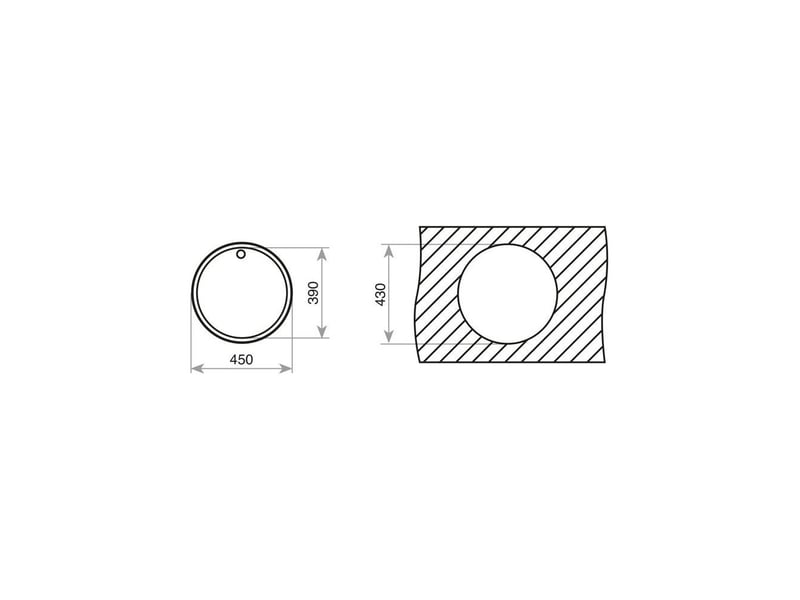 Evier encastrable 1 bac rond inox poli 450 mm avec bonde centrée TEKAERC10108007 - Conforama B