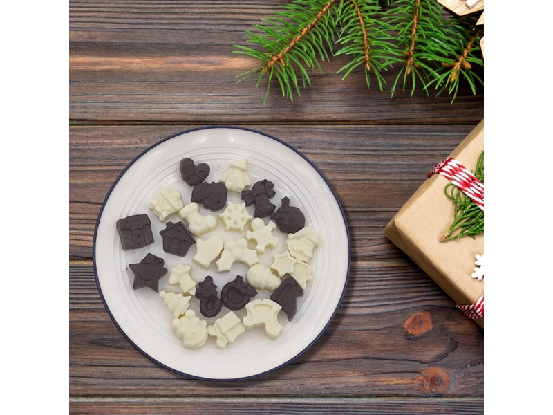  Moule à chocolat de noël en silicone - 25 cavités antiadhésives pour bonbons et gâteaux - formes thématiques pour bricolage  - Conforama D