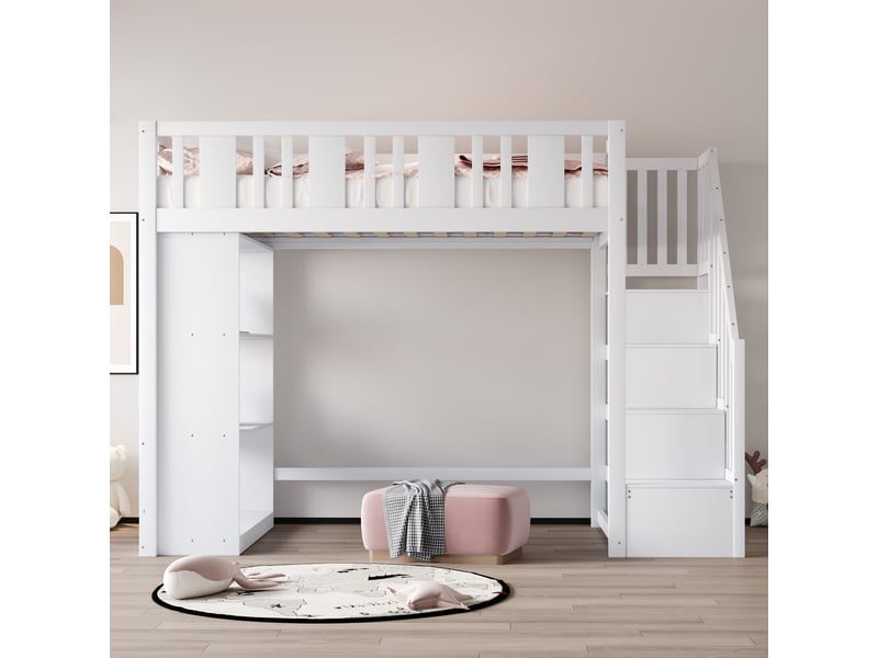  Lit mezzanine 90x200cm coloris blanc pin lit enfant blanc - Conforama D