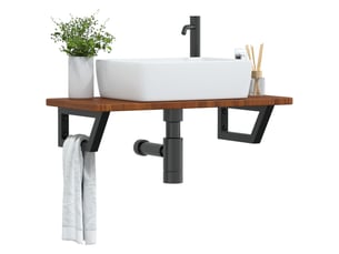 Étagère de vasque | étagère murale acier et bois de chêne massif shl4241