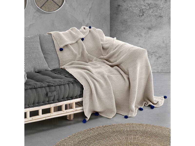 Plaid de canapé tissé en acrylique plaid cozy - beige  - Conforama B