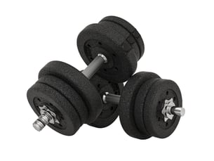 Jeu d’haltères 25 kg 45x21x21 cm antidérapant métal noir