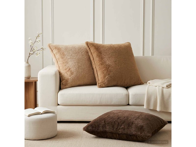 Lot de 2 housses de coussin houten marron clair 65 x 65 cm cf49351 - Conforama B
