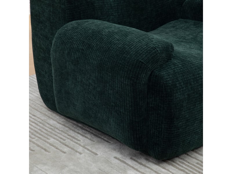 Fauteuil chenille vert avec repose-pieds, canapé individuel rembourré pour salon et petit espace - Conforama E