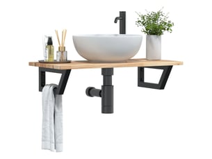 Étagère de vasque murale acier et bois massif d'acacia shl1383