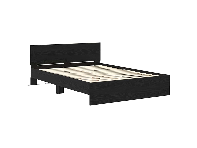  Lit double- lit adulte -  cadre de lit chêne noir 120 x 190 cm bois d'ingénierie  - Conforama D