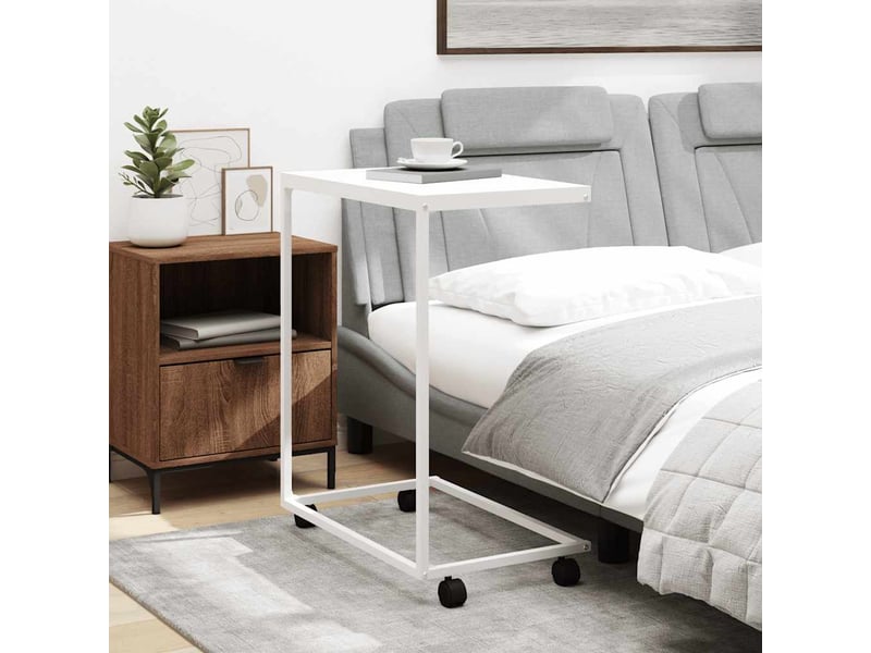  Table d'appoint | bout de canapé table basse avec roues blanc 55x35x70 cm bois d'ingénierie shl7218  - Conforama C