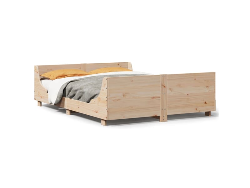  Lit double- lit adulte -  cadre de lit sans matelas 120x190 cm bois de pin massif  - Conforama A
