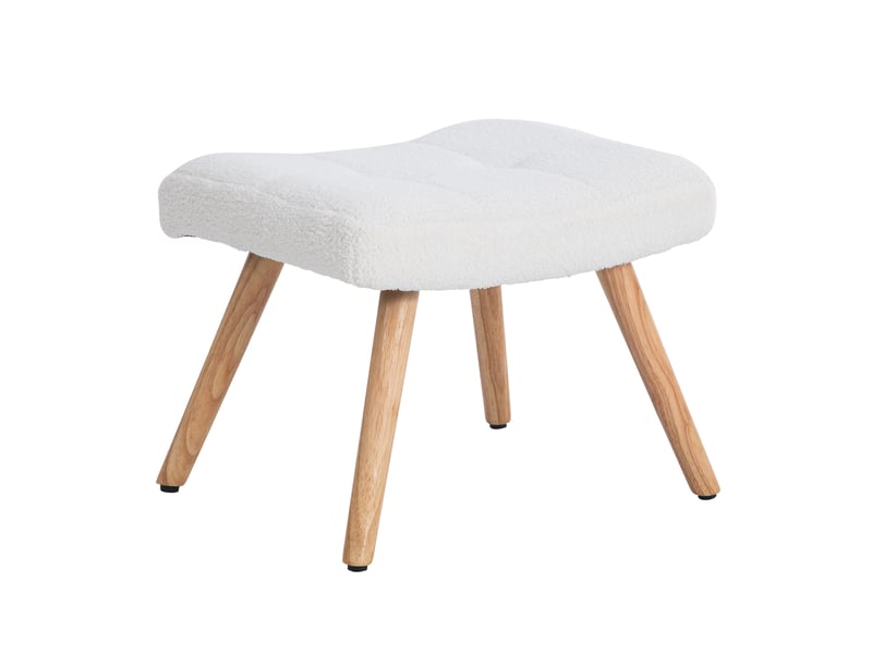  Fauteuil à bascule blanc ergonomique avec coussin tête et repose-pieds, cadre bois d'hévéa, charge 250 lbs, hauteur 92 cm, assise 67 cm  - Conforama D