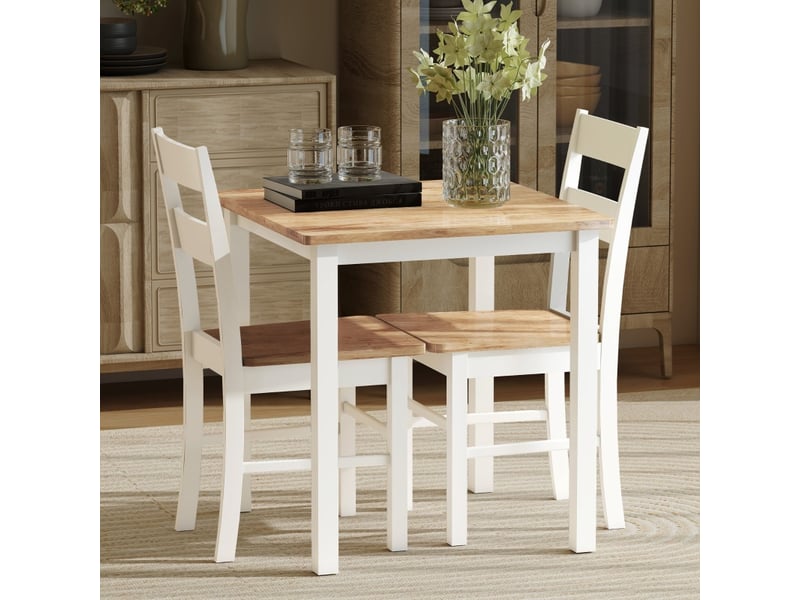 Table de salle à manger pour 2 à 4 personnes avec piétement renforcé, en bois d'hévéa, chêne, 69 × 69 × 75 cm - Conforama C