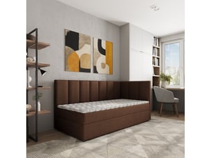 Lit avec rangement 100x200 cm <strong>MASSENO</strong> <strong></strong> coloris marron