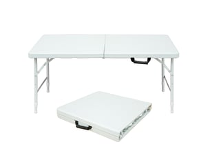 Table pliante portable 125x61 cm réglable métal plastique blanc