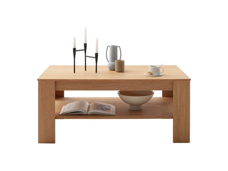  Table basse avec étagère coloris chêne sauvage - longueur 115 × largeur 65 × hauteur 46 cm  - Conforama D