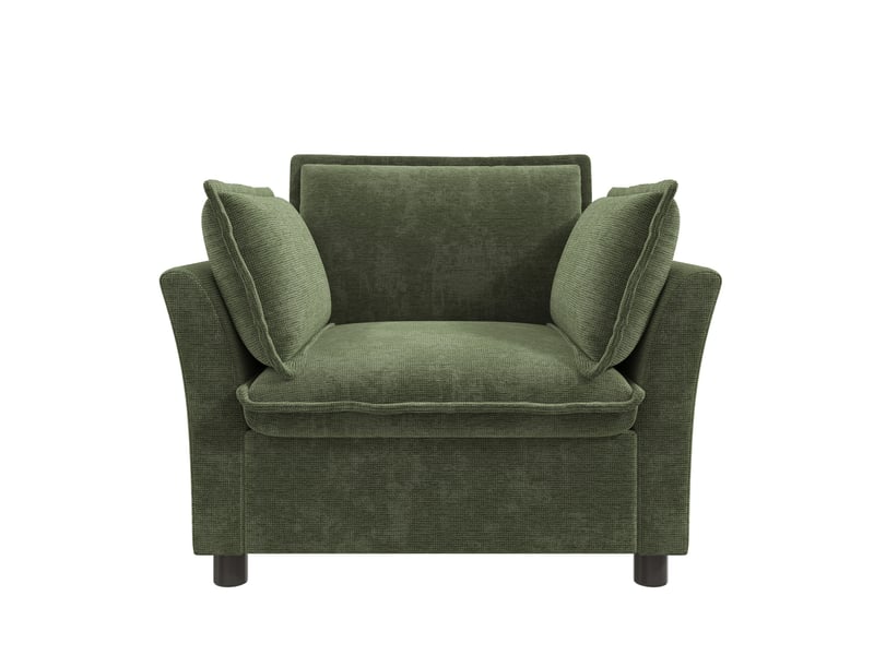  Fauteuil de relaxation en chenille avec accoudoirs et coussins, pour salon, bureau et petits espaces, vert  - Conforama A