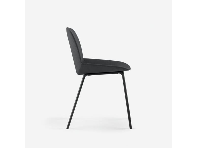  Lot de 4 chaises de salle à manger rembourrées en tissu adhara - gris foncé  - Conforama E
