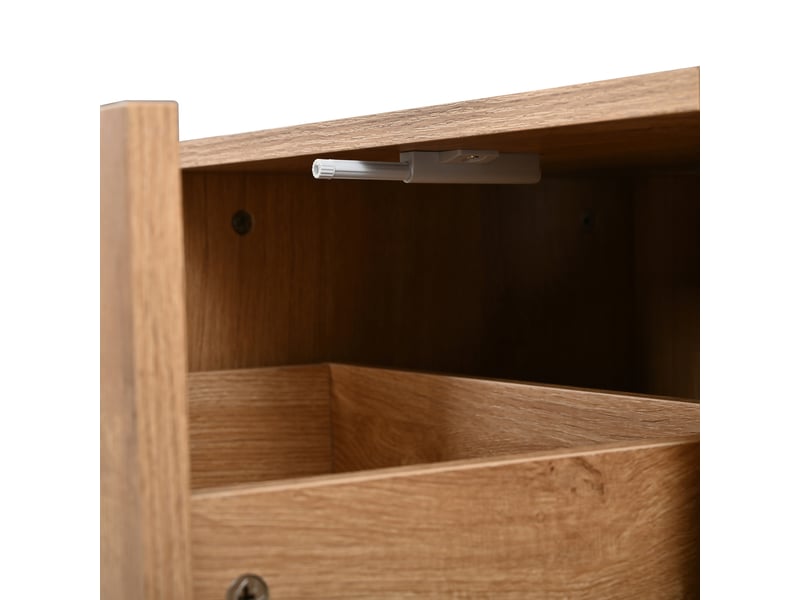  Meuble tv 2 portes 2 tiroirs led mdf et fer coloris naturel 180x40x44.5 cm GL8290N - Conforama E