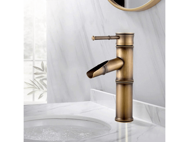  Robinet de salle de bain, chaud et froid, adapté aux lavabos de salle de bain, style bambou  - Conforama C