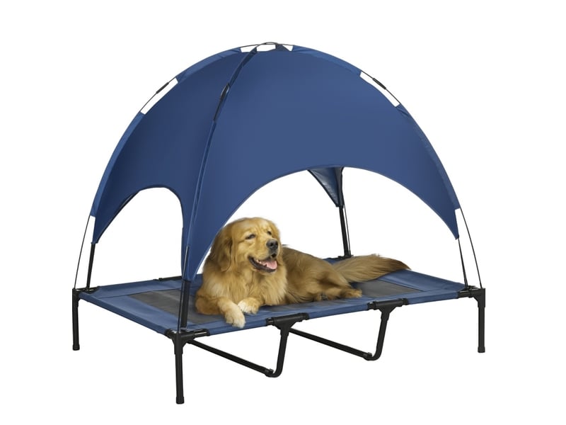  Lit surélevé extérieur  122x92 cm – bleu foncé – baldaquin pliable et transportable  - Conforama A