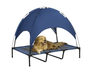 Lit surélevé extérieur  122x92 cm – bleu foncé – baldaquin pliable et transportable