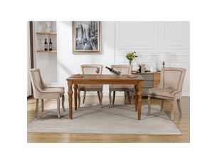 Lot de 4 chaises de salle à manger en velours beige, pieds en bois massif