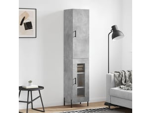 Buffet haut - bahut - meuble de rangement gris béton 34,5x34x180 cm bois d'ingénierie