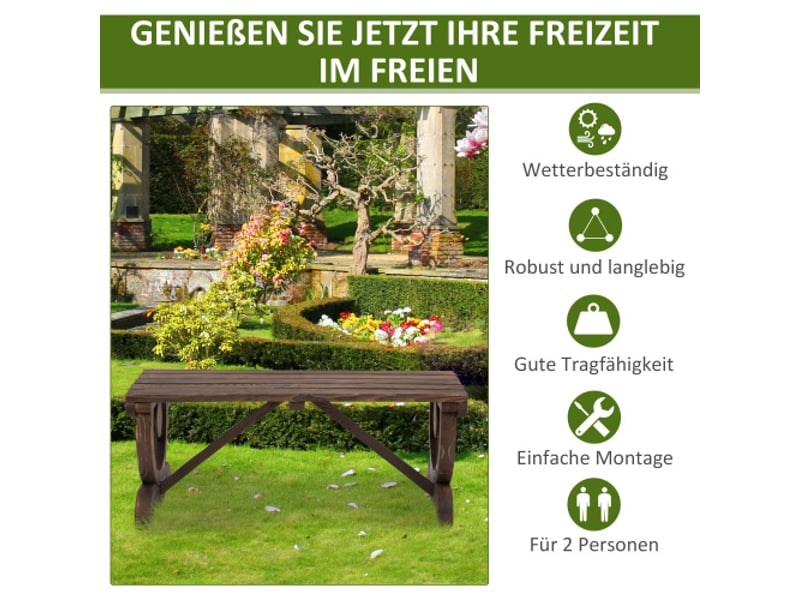  Banc de jardin rustique en bois, résistant aux intempéries, durable, 98x50x39,5 cm, élégant  - Conforama B